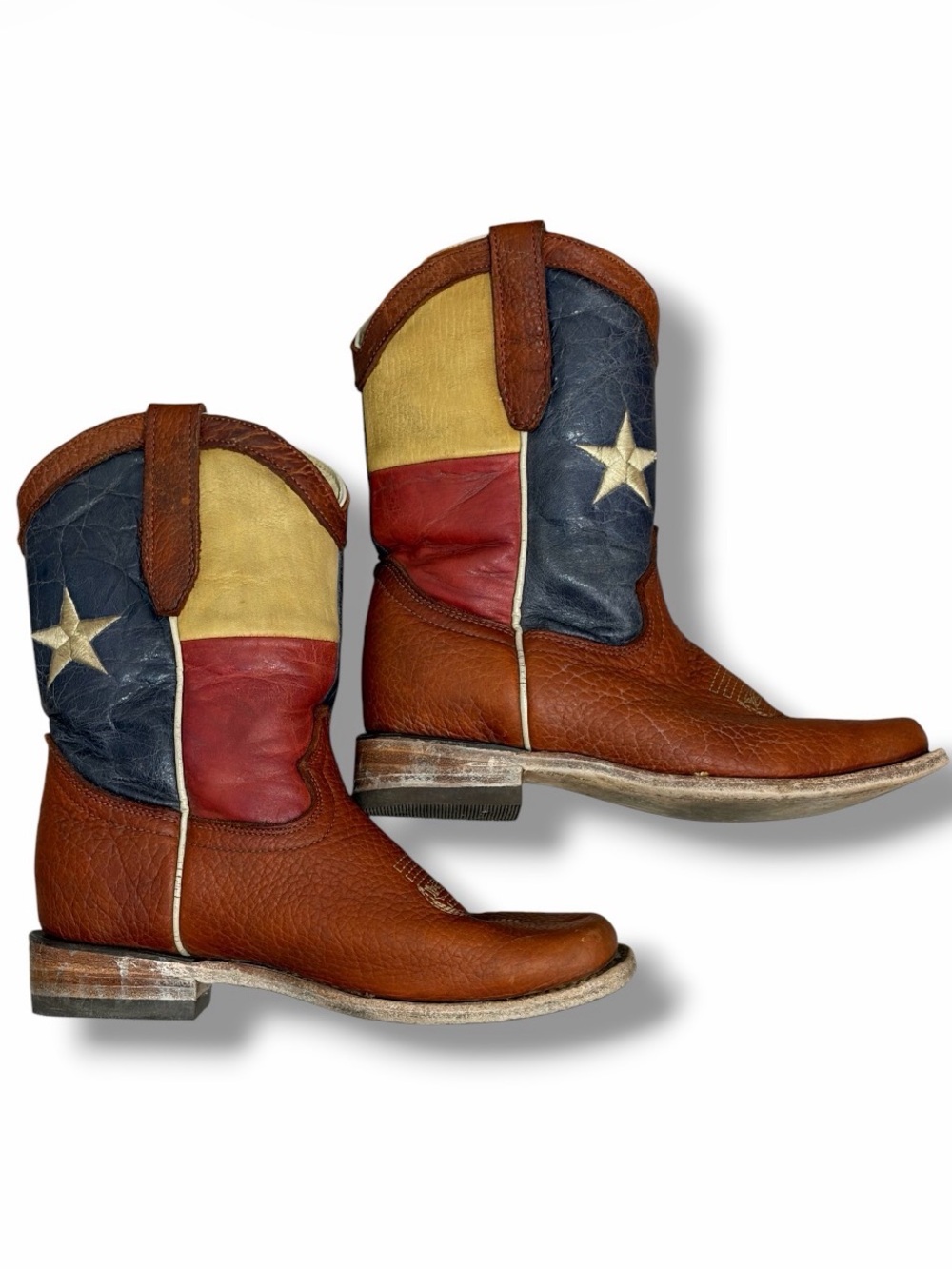 Vaccari Kids Texas Flag Cowboy Boots Size Mex 22 USA 2 Square Toe Leather Boots